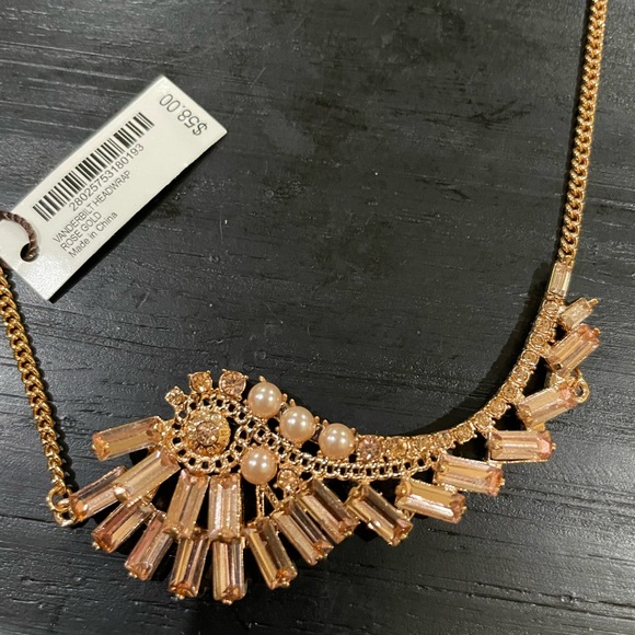 NWT Henri Bendel Elegant RoseGold headband with Crystal and faux pearl Accents - Picture 2 of 3